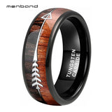Tungsten Wedding Bands Koa Wood Inlay 6MM 8MM Comfort Fit