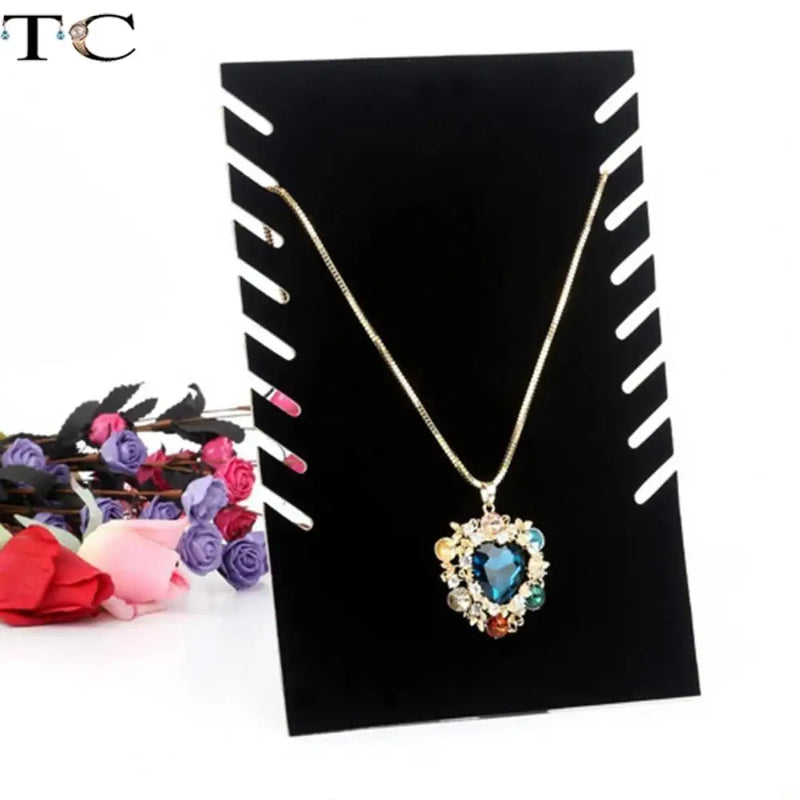 Velvet Board Jewelry Stand Necklace Storage Shelf 8 Hooks