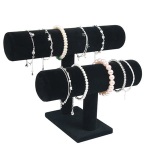 Velvet Bracelet Display 2layers Chain Watch T-Bar Rack Jewelry Display