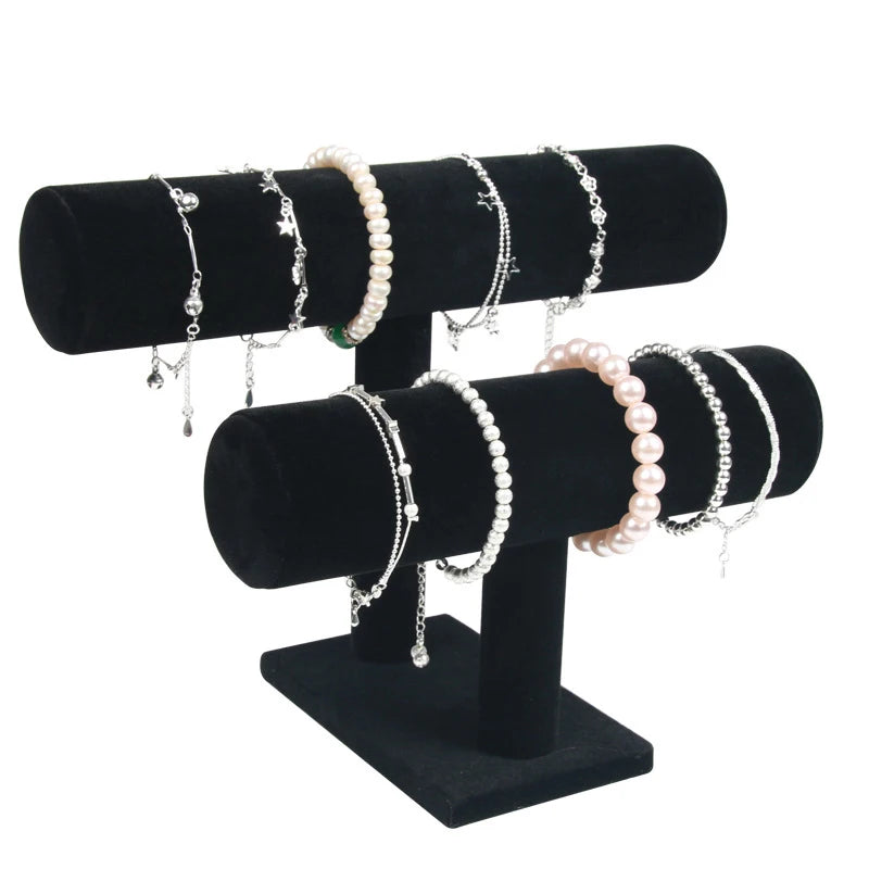 Velvet Bracelet Display 2layers Chain Watch T-Bar Rack Jewelry Display