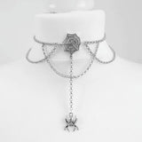 Velvet Chain Crescent Moon and Stars Choker Necklace