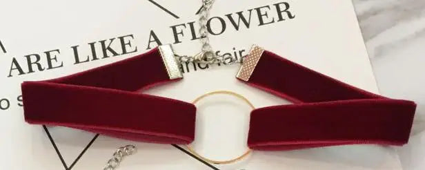 Velvet Choker Necklace Geometric Circle Chocker Statement Necklaces Gothic Colla