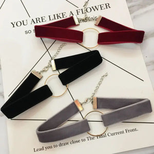 Velvet Choker Necklace Geometric Circle Chocker Statement Necklaces Gothic Colla