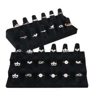 Velvet Cone Finger Ring Display Storage Holder Jewelry Show Case