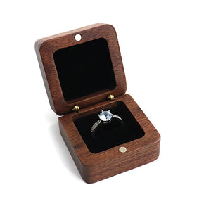 Vintage Walnut Jewelry Box Wooden Ring Flannel Hand Storage Box