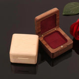 Walnut Jewelry Square Flip Ring Box Wedding Proposal Ear Stud Wooden Box
