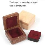Walnut Jewelry Square Flip Ring Box Wedding Proposal Ear Stud Wooden Box