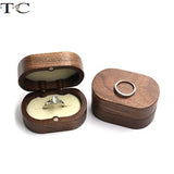 Vintage Wooden Ring Storage Box Walnut Oval Jewelry Proposal Ring Box