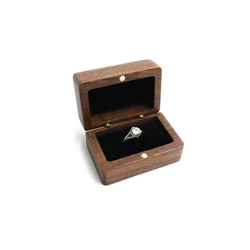 Personalized Walnut Ring Box Gift Wooden Box Your Names and Date