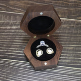Walnut Solid Wood Wedding Engagement Personalized Name Pair Ring Case