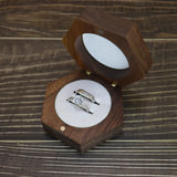 Walnut Solid Wood Wedding Engagement Personalized Name Pair Ring Case