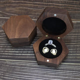 Walnut Solid Wood Wedding Engagement Personalized Name Pair Ring Case