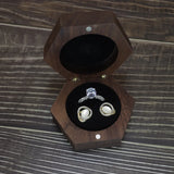 Walnut Solid Wood Wedding Engagement Personalized Name Pair Ring Case