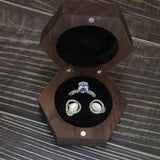 Walnut Solid Wood Wedding Engagement Personalized Name Pair Ring Case