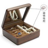 Walnut Wooden Jewelry Storage Box Travel Display Stand