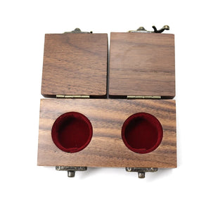 Walnut Wooden Engagement Ring Box Double Open Lid Ring Organizer