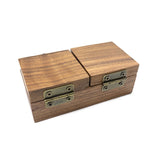 Walnut Wooden Engagement Ring Box Double Open Lid Ring Organizer