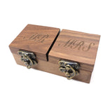 Walnut Wooden Engagement Ring Box Double Open Lid Ring Organizer