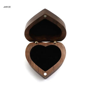 Walnut Wood Engagement Ring Box Heart Shaped Ring Organizer