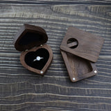 Walnut Wood Engagement Ring Box Heart Shaped Organizer