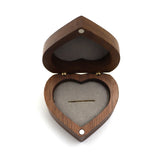 Walnut Wood Engagement Ring Box Heart Shaped Organizer