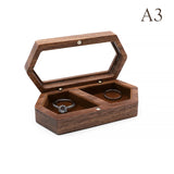 Walnut Wooden Jewelry Box for Wedding Ring Proposal Ceremony