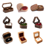 Walnut Wooden Jewelry Box Wedding Ring Proposal Diamond Ring Box