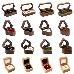 Walnut Wooden Jewelry Box for Wedding Ring Proposal Ceremony
