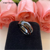 Tungsten Wedding Band with Opal and Koa Wood Inlay 8MM