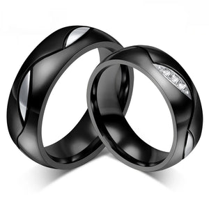 CZ Couple Ring 316l Stainless Steel Engagement Jewelry