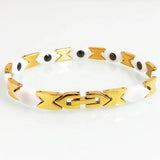 Black/White Ceramic Plated Stainless Steel Men's Hand Bracelets