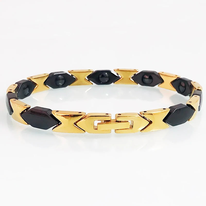 Black/White Ceramic Plated Stainless Steel Men's Hand Bracelets