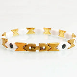 Black/White Ceramic Plated Stainless Steel Men's Hand Bracelets