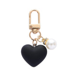 Frosted Heart Keychain With Pearl Charms for Couples