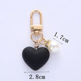 Frosted Heart Keychain With Pearl Charms for Couples