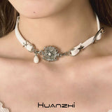 Leather Metal Star Necklace for Women Party Jewelry