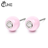 Pink Geometric Ceramic Earrings Christmas Gift