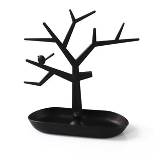 Pink Rose Red Deer Jewelry Set with Storage Display Stand Tray Tree