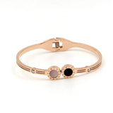 Black/White Shell Bangle Crystal Roman Numerals Bracelet Love Cuff Bangle