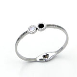 Black/White Shell Bangle Crystal Roman Numerals Bracelet Love Cuff Bangle