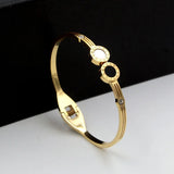 Black/White Shell Bangle Crystal Roman Numerals Bracelet Love Cuff Bangle
