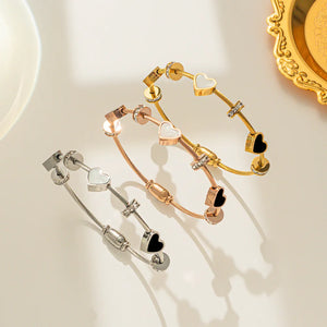 Shell Heart Stainless Steel Bangles Bracelets for Women