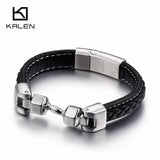 Vintage Dumbbell Leather Bracelet for Men