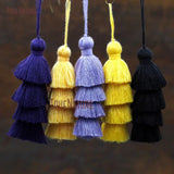 Yellow Purple Pure Color Pendant Tassel 4 Layers 3.3 inch