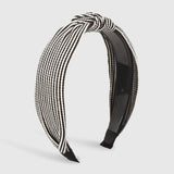 Yellow Striped Knotted Headband Wide Turban Hairband Cross Knot Hair Hoop