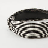 Yellow Striped Knotted Headband Wide Turban Hairband Cross Knot Hair Hoop