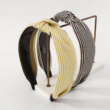 Yellow Striped Knotted Headband Wide Turban Hairband Cross Knot Hair Hoop