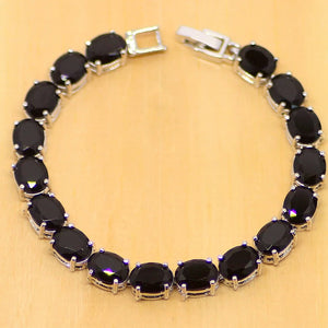 Zircon 925 Silver Round Link Chain Bracelet 7 inch For Women