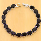 Zircon 925 Silver Round Link Chain Bracelet 7 inch For Women