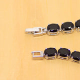 Zircon 925 Silver Round Link Chain Bracelet 7 inch For Women